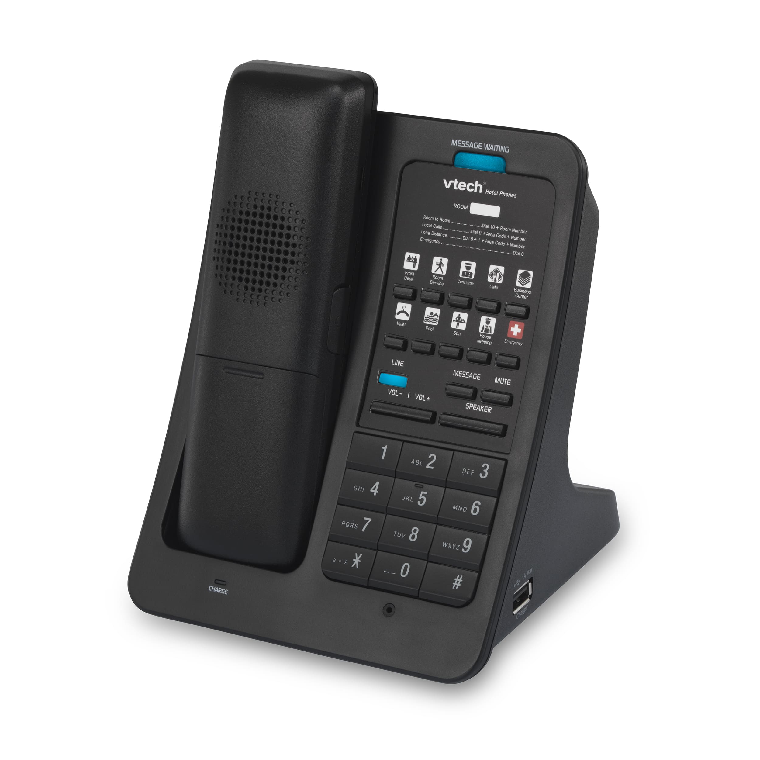 LS-S3410-USB טלפון מלונאי בטכנולוגיית SIP חד קווי אלחוטי עם מסך צבעוני עם חיבורי USB